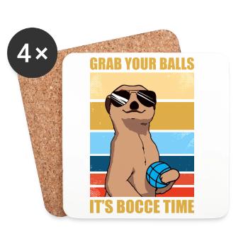C’est l’heure de bocce, pétanque, boules, boules, joueurs - Dessous de verre (lot de 4) - blanc - Devant