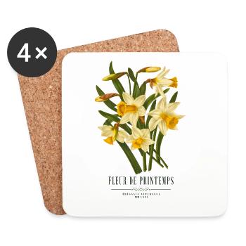 Vintage daffodil, narcissus Illustration - Coasters (set of 4) - white - Front