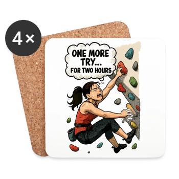 Bouldering Woman Overhang – Une dernière tentative de bande dessinée - Dessous de verre (lot de 4) - blanc - Devant