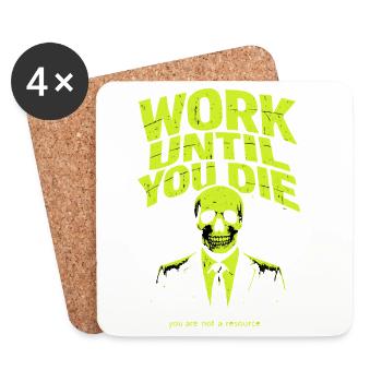 Working To The Death – Skull Style - Coasters (set of 4) - white - Front