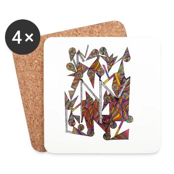 Kaleidoscopic Colour Spirals- Martina Eßer - Coasters (set of 4) - white - Front