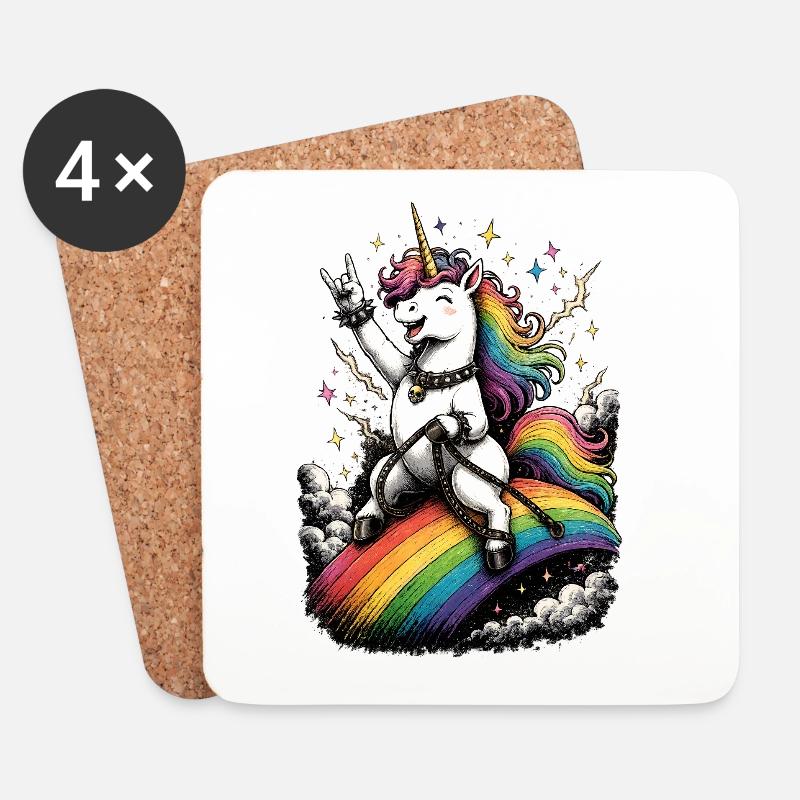 Unicorn on rainbow stage - Coasters (set of 4) - white
