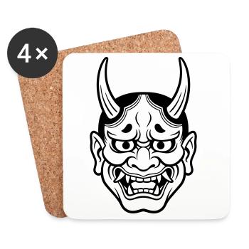 Japanese demon mask - Coasters (set of 4) - white - Front