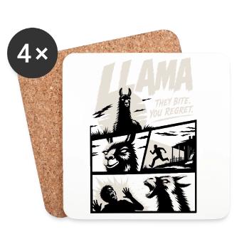 The Llamas Are Coming Horror Art - Untersetzer (4er-Set) - Weiß - Vorne