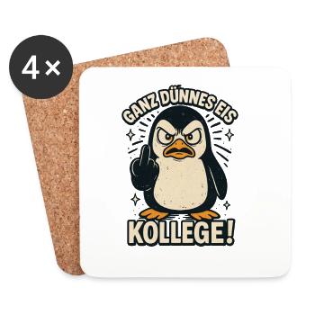 Guten Morgen Ganz Dünnes Eis Freundchen Pinguin - Untersetzer (4er-Set) - Weiß - Vorne
