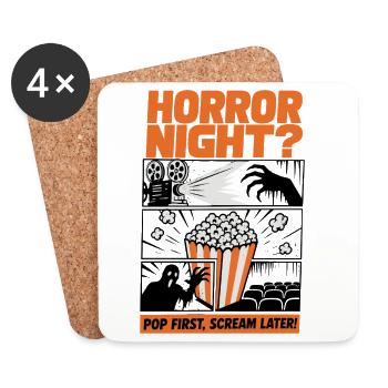 Horror Night Popcorn Design - Coasters (set of 4) - white - Front