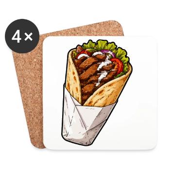 Crispy Chicken Burrito Wrap - Coasters (set of 4) - white - Front