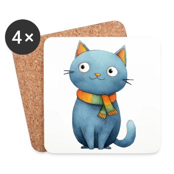 Im Stil einer kleinen Katzen-Magie - Untersetzer (4er-Set) - Weiß - Vorne
