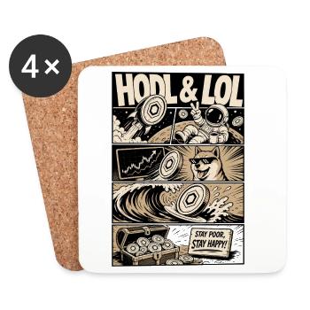 HODL LOL Crypto Meme Comic - Coasters (set of 4) - white - Front