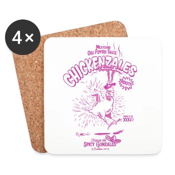 Purple Retro Spicy Chicken - Coasters (set of 4) - white - Front