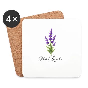 Fleur de Lavande Poétique – Illustration Élégante - Dessous de verre (lot de 4) - blanc - Devant