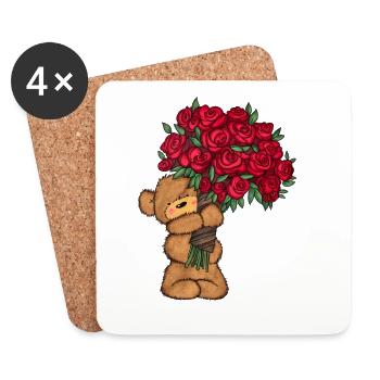 Baer_Blumen - Untersetzer (4er-Set) - Weiß - Vorne