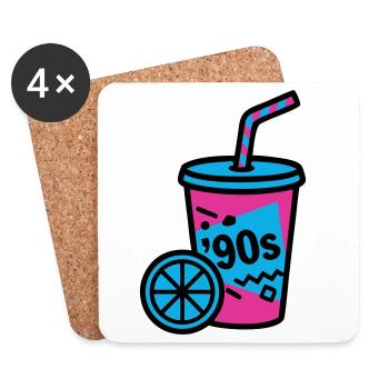 90s Retro Becher Slush Sommer - Untersetzer (4er-Set) - Weiß - Vorne