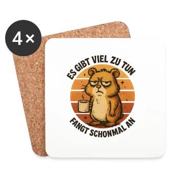 Grimmiger Hamster mit Kaffee - Untersetzer (4er-Set) - Weiß - Vorne