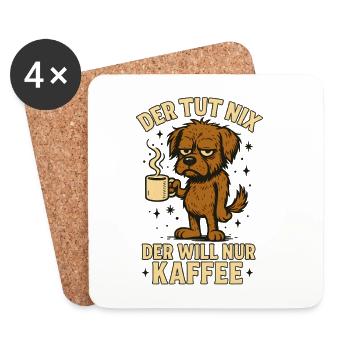 Kaffee Redet Nicht Kaffee Jammert Nicht Hund - Untersetzer (4er-Set) - Weiß - Vorne