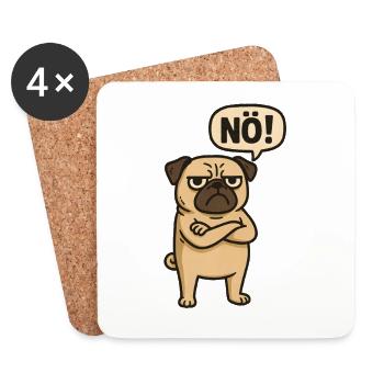 Pug Dog Nope Statement - Coasters (set of 4) - white - Front