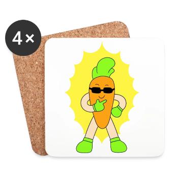 Sympa carotte - Dessous de verre (lot de 4) - blanc - Devant