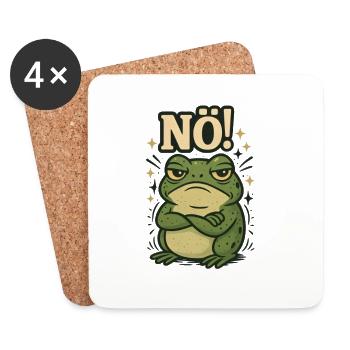 Bevor du fragst Nein lustiges süßes Frosch Design - Untersetzer (4er-Set) - Weiß - Vorne