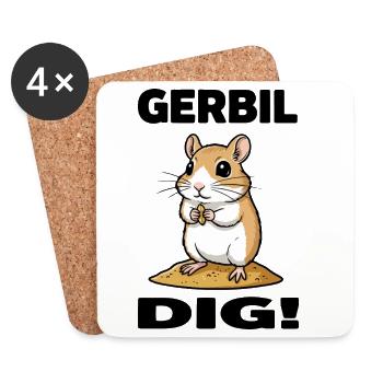 Gerbil Dig Gerbil Rodent Grain Sand - Coasters (set of 4) - white - Front