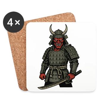 Oni Samurai - Demonic Warrior - Coasters (set of 4) - white - Front
