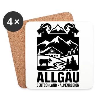 Allgäu Alpenregion Alpen Silhouette - Untersetzer (4er-Set) - Weiß - Vorne