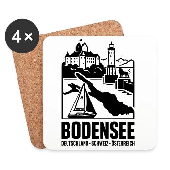 Bodensee Silhouette Wahrzeichen - Untersetzer (4er-Set) - Weiß - Vorne
