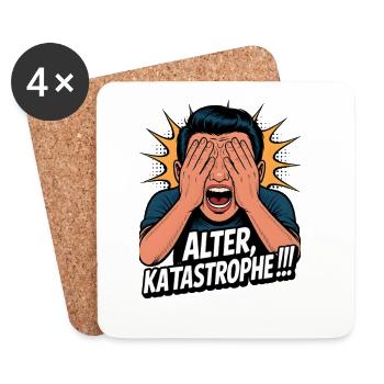 Alter! Katastrophe lustiger Spruch Facepalm - Untersetzer (4er-Set) - Weiß - Vorne