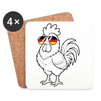 German flag rooster German Germany chickens - Coasters (set of 4) - white - Front
