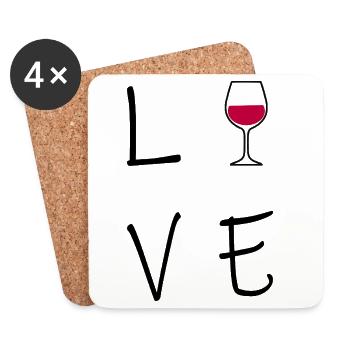 Love Wine Wine Glass Wine Lover Women Gift - Coasters (set of 4) - white - Front