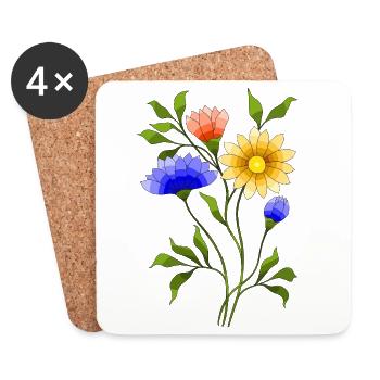 Fleur - Dessous de verre (lot de 4) - blanc - Devant
