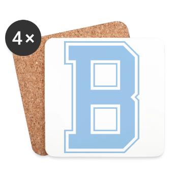 Monogram Light Blue Varsity College Initial B - Coasters (set of 4) - white - Front