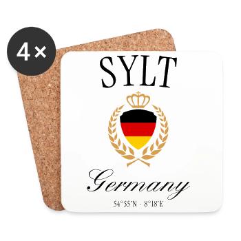 Sylt Deutschland Wappen Krone Nordsee Reise Design - Untersetzer (4er-Set) - Weiß - Vorne
