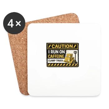 Caffeine Fueled Forklift Patch - Coasters (set of 4) - white - Front