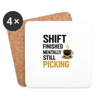 Shift terminé, toujours en train de gratter mentalement - Dessous de verre (lot de 4) - blanc - Devant