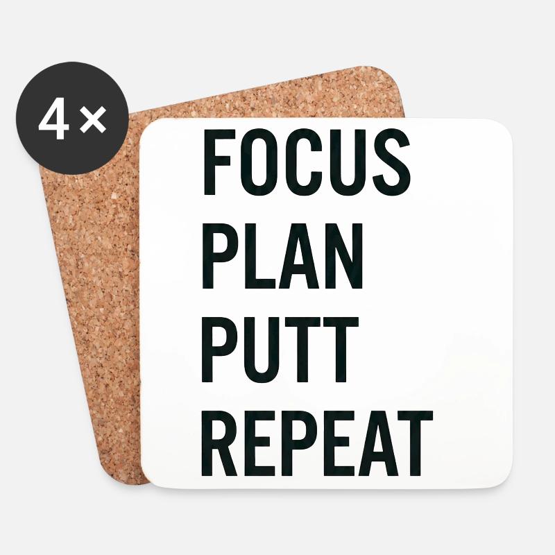 Golf Focus Plan Putt Reapeat - Coasters (set of 4) - white