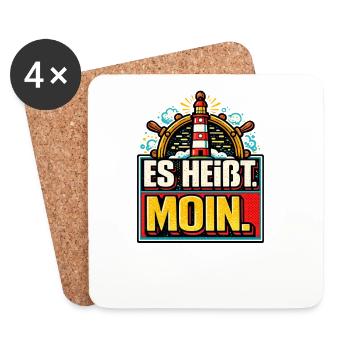 Es Heißt Moin - Maritimer Gruß - Untersetzer (4er-Set) - Weiß - Vorne