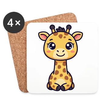 Chibi Giraffe - Coasters (set of 4) - white - Front