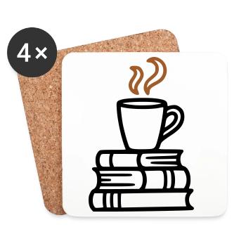 Books Coffee Mug Reading Book Club Bookworm - Coasters (set of 4) - white - Front