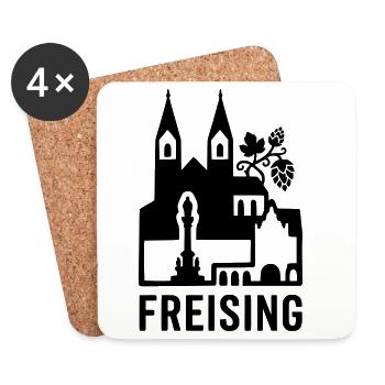 Freising Oberbayern Silhouette Wahrzeichen - Untersetzer (4er-Set) - Weiß - Vorne