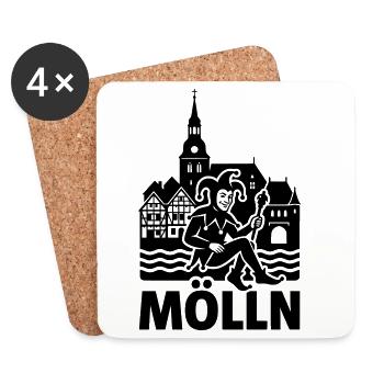 Mölln City Silhouette Landmark - Coasters (set of 4) - white - Front