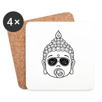 Buddha Schwarze Weiße Brille - Untersetzer (4er-Set) - Weiß - Vorne