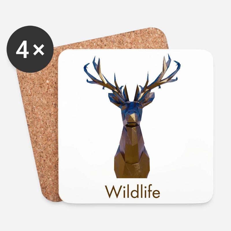 Geometrisches Reh Wildlife - Untersetzer (4er-Set) - Weiß
