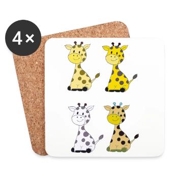 Giraffenquartett Bunt - Untersetzer (4er-Set) - Weiß - Vorne