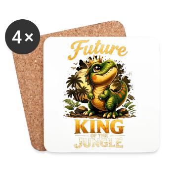 Futur Roi T-Rex – Petit Dino Fier - Dessous de verre (lot de 4) - blanc - Devant