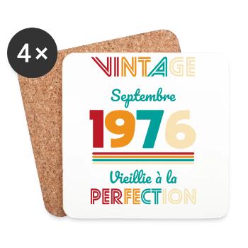 50-jähriges Jubiläum – Jahrgang – September 1976 - Untersetzer (4er-Set) - Weiß - Vorne