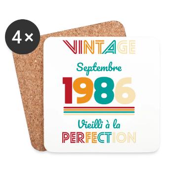 Anniversaire 40 ans - Vintage - Septembre 1986 - Dessous de verre (lot de 4) - blanc - Devant