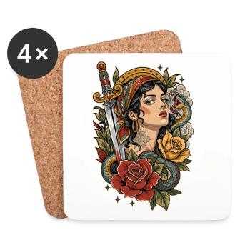 Poison and Roses - Coasters (set of 4) - white - Front