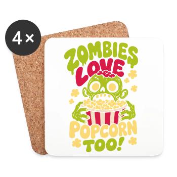 Zombies Love Popcorn Too Horror Design - Coasters (set of 4) - white - Front