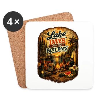 Lake Days am See – Beste Tage - Untersetzer (4er-Set) - Weiß - Vorne