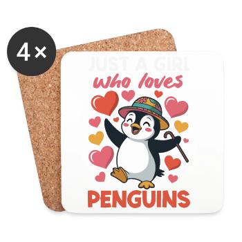 Pingouin mignon - Cadeau pour l’amoureux des manchots - Dessous de verre (lot de 4) - blanc - Devant